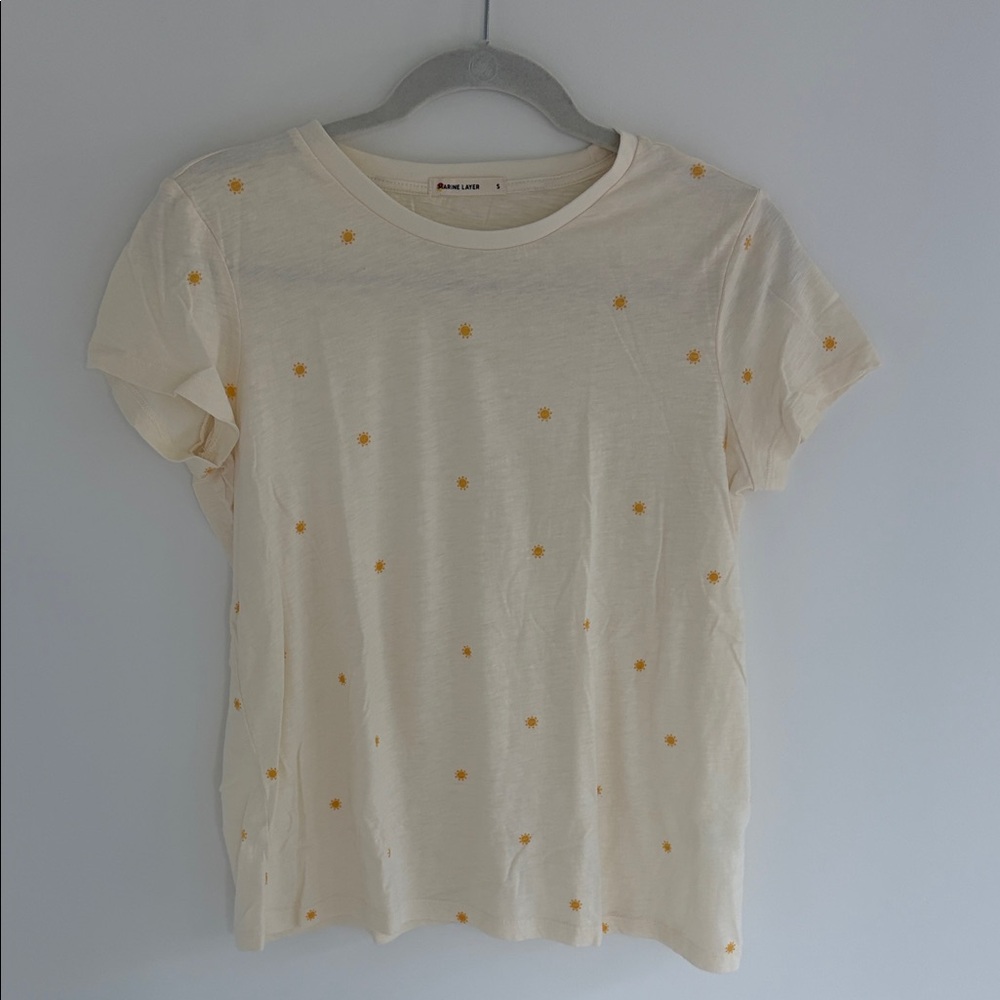 Marine Layer Light Yellow Tee with Yellow Sun Details